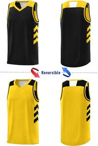Camiseta de baloncesto atlética de poliéster 100% para hombre, uniforme de equipo de Hip Hop Reversible en blanco con mangas cortas de alta flexibilidad - Product Image 2
