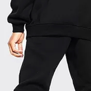 Survêtement à manches longues en strass noir pour hommes couleur unie hiver dernière conception chaude et élégante ensemble de survêtement en tissu polaire - Product Image 6