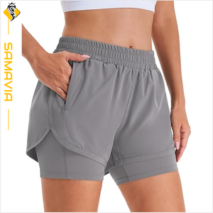 Samavia กางเกงขาสั้นสำหรับวิ่งของผู้หญิง, กางเกงออกกำลังกายเอวสูงระบายอากาศได้ดีน้ำหนักเบาตลาดยุโรป - Product Image 6