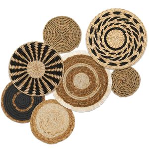 Artisanat vintage, dessous de plat en rotin naturel, tapis de table, assiette ronde en jonc de mer tissée pour mariage, décoration murale, panier - Product Image 3