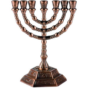 Wholesale <b>Tree</b> Design Menorah Candle Holder Antique Gold Finish Metal Hanukkah Candelabra For Home Decoration And Gifts - Product Image 4