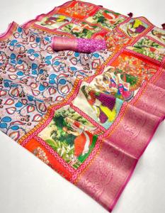 Nouveau lancement : Sari en soie douce Dola avec broderies Siroski et Worli pour femmes adultes, prêt à être expédié, délai de livraison sans échantillon - Product Image 1