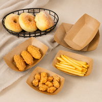 Vente Flash – Plateaux Alimentaires en Papier Kraft Non Pliables, Jetables, Anti-Graisse, Écologiques, à Fond Ouvert, Idéaux pour BBQ et Frites – En Stock