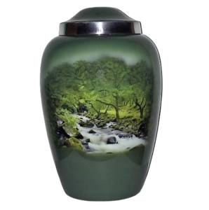 Urne funéraire en aluminium Galaxy pour adultes avec un magnifique autocollant décoratif et une finition noire pour les cendres humaines. - Product Image 2