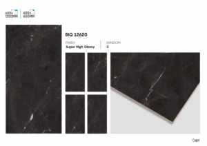 Azulejos de Porcelana Modernos Súper Negros Brillantes de 60x120cm con Acabado de Alto Brillo para Revestimiento de Pisos y Paredes de Primera Calidad - Product Image 3