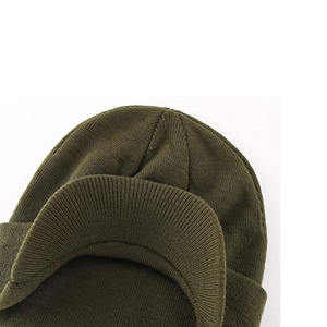 Mens <b>Womens</b> Acrylic Knitted Warm Sports Beanie Caps With <b>Visor</b> Brim Wholesale Digital Printing Methods - Product Image 4