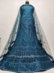 Designer Heavy Jarkan Work Single Can 3m Flair Butti Border Net Dupatta Summer Wedding Festive Sales Party Lehenga Choli - Product Image 6