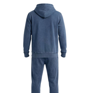 Conjunto Deportivo Informal de Invierno para Hombre, Sudadera con Capucha y Pantalones Jogger de Felpa Suave, Estilo Lavado Ácido Azul - Product Image 6