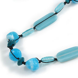 Fancy Handmade Resin Beaded <b>Necklace</b> Natural Stone Blue Colorful Beads Stylish Unisex Fashionable Jewelry <b>Statement</b> Piece Woman - Product Image 5