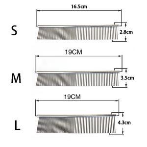 OEM High Quality Stainless Steel Rounded Teeth Non-Slip Grip Simple Dual Density Grooming <b>Comb</b> for Long/Short Haired Dogs - Product Image 3