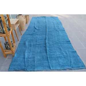 Alfombra Turca Grande de 5.3x11.9 pies, Alfombra Vintage Azul Camuflaje - Product Image 1