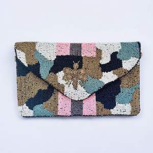 Perles de rocaille pochette sac à main pour femmes fille élégant élégant perlé broderie pochette main Purce pour femmes filles fabriqués à la main - Product Image 6