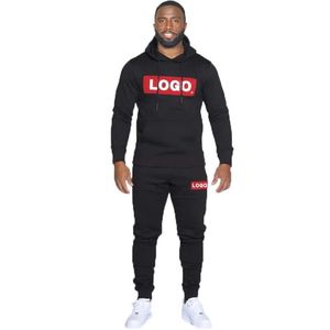 Chándal 100% algodón de alta calidad para hombre, chándal con logotipo personalizado Chenille 3D, toalla bordada con capucha y conjunto de Jogger - Product Image 1