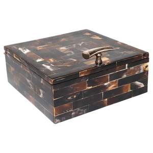 High Quality Bone Inlay Work Black and <b>Beige</b> Geometric Pattern Jewellery <b>Box</b> Polished Finish Factory Direct Price - Product Image 4