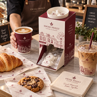 Boîte à condiments pour café personnalisée AT PACK avec logo |   Boîte de présentation pour gobelets de crème jetables pour cafés, salons de thé et plats à emporter