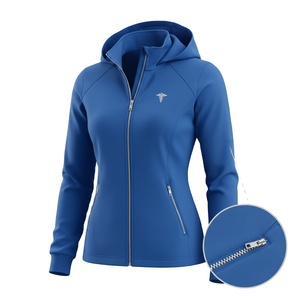 Chaqueta de Enfermería para Mujer, Uniforme de Trabajo, Material Elástico Suave, Cierre Completo, Diseño Práctico con Bolsillos, para Profesionales - Product Image 3