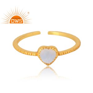 Venta caliente 925 Plata de Ley 18K chapado en oro Natural Arco Iris Luna piedra preciosa anillo Demi joyería fina para mujeres - Product Image 3