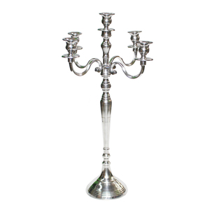 Centro de mesa decorativo y de boda para el hogar, candelabro de 5 brazos de aluminio y metal, color plateado, superventas y precios para decorar - Product Image 1
