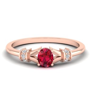 Bague de fiançailles REYES en argent sterling 925 avec rubis ovale de 0,35 carat, bijoux en moissanite GRA pour femmes - Product Image 6