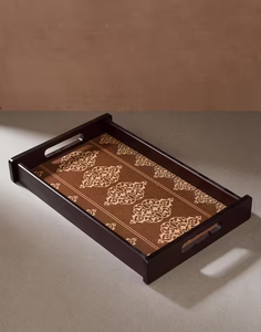 ถาดไม้สำหรับตกแต่งงานฝีมือลายกุหลาบถาดเสิร์ฟลายดอกไม้สีสันสดใสถาดไม้เอ็มดีเอฟสำหรับใส่ชากาแฟและห้องรับประทานอาหาร - Product Image 1