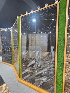 Azulejos de Piso de Cerámica de Lujo con Aspecto de Mármol Erica, Negro Volcán, Porcelana de Alto Brillo, 600x600 mm, para Proyectos Comerciales y Residenciales - Product Image 6