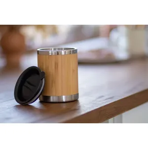Omern Tazza Termica Sostenibile in Bambù, Bicchiere in Acciaio Inossidabile, Merchandising Eco-Friendly - Product Image 2