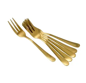 Brass Kitchen 6pcs Dessert Gold Flatware Fork Spoon Superior quality customize design at reasonable rate