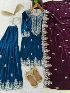 Eid Ramzan Special <b>Viscose</b> Velvet Salwar Kameez Readymade & Customizable Pakistani Straight Kurta with Pant <b>Dress</b> - Product Image 5
