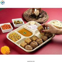Assiettes jetables en pulpe de canne à sucre biodégradables, écologiques, durables, résistantes à la graisse, blanches, de luxe, avec logo personnalisé, pour l'alimentation scolaire – Meilleur prix