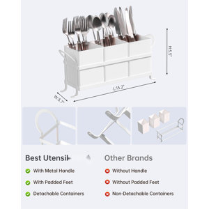 Galvanized Metal Tool Caddy Set of 3 Rectangle Shape with Stand Perfect Kitchen Organization <b>Tabletop</b> <b>Storage</b> Solution - Product Image 3