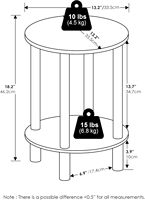 Table d'appoint ronde en bois Turn N Tube à 2 niveaux Table d'appoint élégante en pin ambré et finition noire