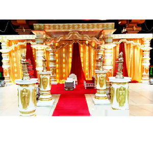 Boda exclusiva FRP Devdas Mandap Fiji Devdas Pillar Wedding Mandap Indian Wedding Tradicional Round Devdas Fiber Gold Mandap - Product Image 1