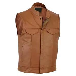 Gilets et gilets pour hommes personnalisés de style OEM en gros Gilet en cuir véritable à la recherche de style coupé - Product Image 1