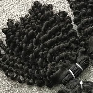 Haute qualité vague vierge cheveux humains trame faisceau noir brut pour dentelle toupet pour les femmes noires Jerry Curl Style 150% densité cheveux - Product Image 4