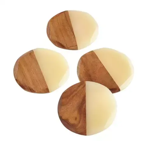 Various Design Resin & <b>Wood</b> Customized Square Tea Coasters Super Quality Hot Selling 4 Pieces Set Kitchen Accessories - Product Image 3