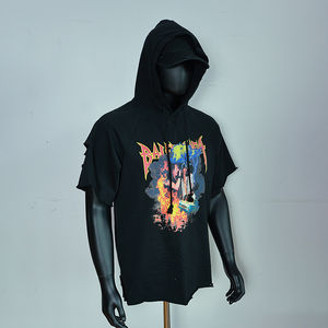 Camisetas con Capucha para Hombre al por Mayor, OEM, Personalizadas, Manga Corta, 100% Algodón, Holgadas, Lisas, con Relieve - Product Image 2