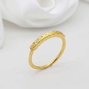 Minimal Wheat Brass <b>Ring</b> 18k Gold Plated <b>Stacking</b> Band Wholesale <b>Ring</b> For Women - Product Image 5