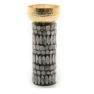 Ensemble de 2 bol de service au design moderne pour décor de restauration de mariage bol de service de fruits à salade en métal aluminium finition antique - Product Image 6