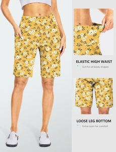 Pantalones cortos de estilo Vintage para mujer, bonitos pantalones cortos de baño con patrón de hojas de flamenco, pantalones cortos de baño para mujer - Product Image 2