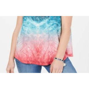 Top Corto Casual da Donna Style & Co con Scollo a V e Stampa, Traspirante e Senza Cuciture, Blu Multicolore - Taglia Unica con Logo Personalizzato - Product Image 3