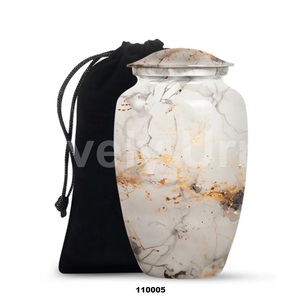 Grande urne artisanale en marbre blanc pour cendres humaines Urne de crémation unique avec sac en velours gratuit - Product Image 1