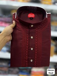 Ropa festiva de boda de diseñador exclusivo Trabajo de bordado de algodón puro Kurta para hombre con pijama blanco liso a precio barato India - Product Image 6