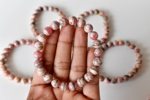 Bracelet de perles rondes en rhodochrosite rose pure naturelle de 8 mm pour la méditation, bijoux unisexes pour les amoureux, vente en gros - Product Image 4