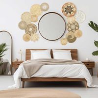 Magnifique Décoration Murale en Jonc de Mer, Panier Mural Fait Main Style Bohème pour une Décoration Intérieure Écologique