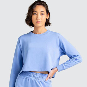 คุณภาพสูง OEM โลโก้ออกแบบล่าสุด Lady Pullover Hoodies ผู้หญิงแขนยาว Crop Top Hoodies - Product Image 6