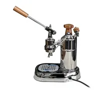 Cafetera eléctrica semiautomática plateada de acero inoxidable con 15 bares de presión