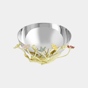 Best Price Home Decorative Metal Serving <b>Bowl</b> Latest Design Serving <b>Bowl</b> with Floral Accents for Salad or Display - Product Image 3