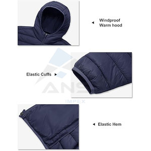 Chaqueta acolchada ligera para hombre de alta calidad capucha resistente al agua a prueba de viento y aislamiento bordado de diseño OEM personalizado - Product Image 6