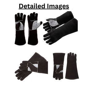 Guantes de soldadura negros de cuero Industrial manos seguridad para hombres soldador de cuero guante de trabajo mecánico personalizado guantes anticalor - Product Image 2