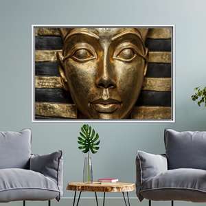 ภาพพิมพ์บนผ้าใบฟาโรห์สีทอง: ศิลปะตกแต่งผนังสไตล์อียิปต์โบราณสำหรับตกแต่งบ้าน,1P:กรอบสีขาว - Product Image 1